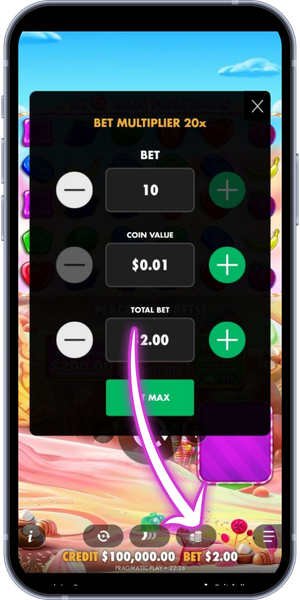 Sweet Bonanza demo 1000 Adjust Bet, Coin Value and Total Bet